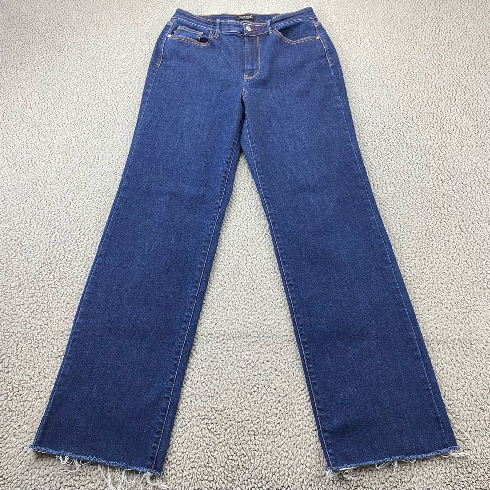 Judy Blue Women's Straight Fit Raw Frayed Hem High Rise Jeans   |   Size: 11/30